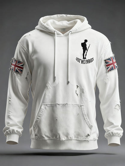 Men's Remembrance Day Lest We Forget Oversized Drop-Shoulder Hoodie With Pockets