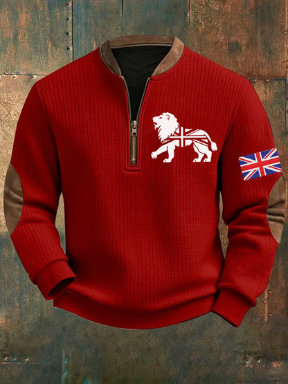 Men's Vintage England Flag Lion Printed Sweatshirt