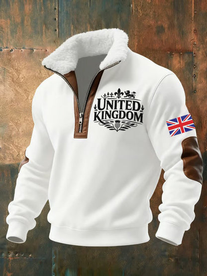 Men's Vintage England Flag Lion Printed Sweatshirt