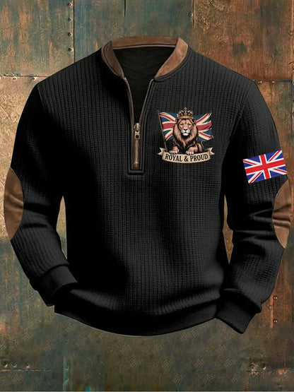 Men's Vintage England Flag Lion Printed Sweatshirt