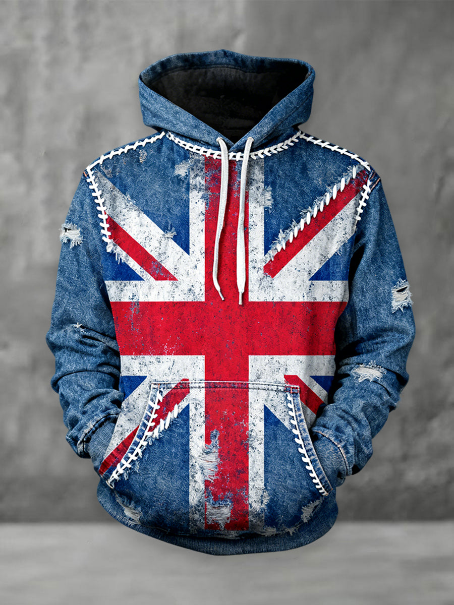 Men's UK Flag Design Hoodie with Pocket