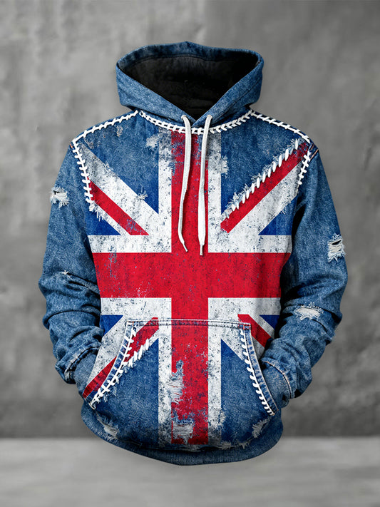 Men's UK Flag Design Hoodie with Pocket