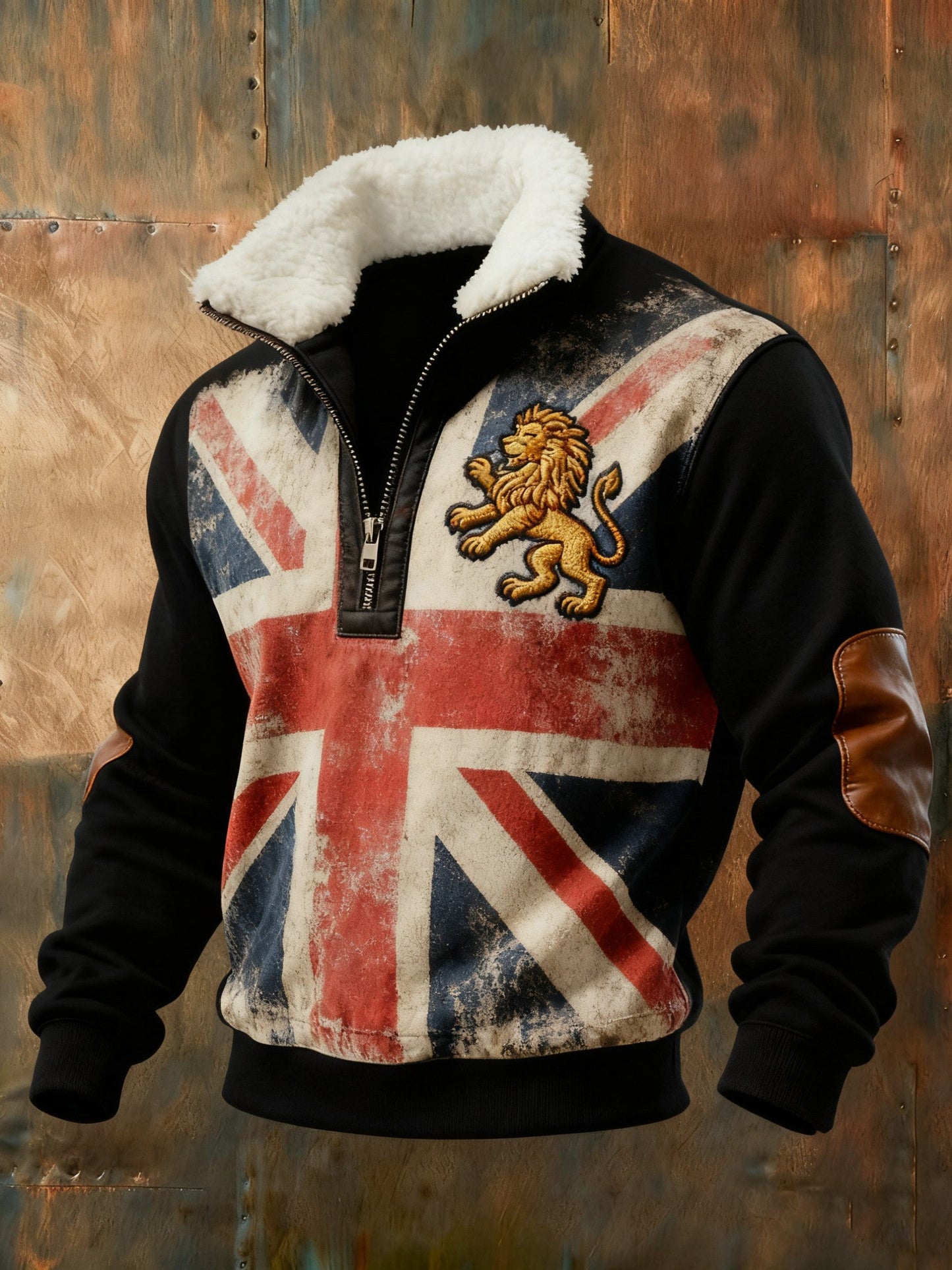 Men's Vintage England Flag Lion Printed Sweatshirt