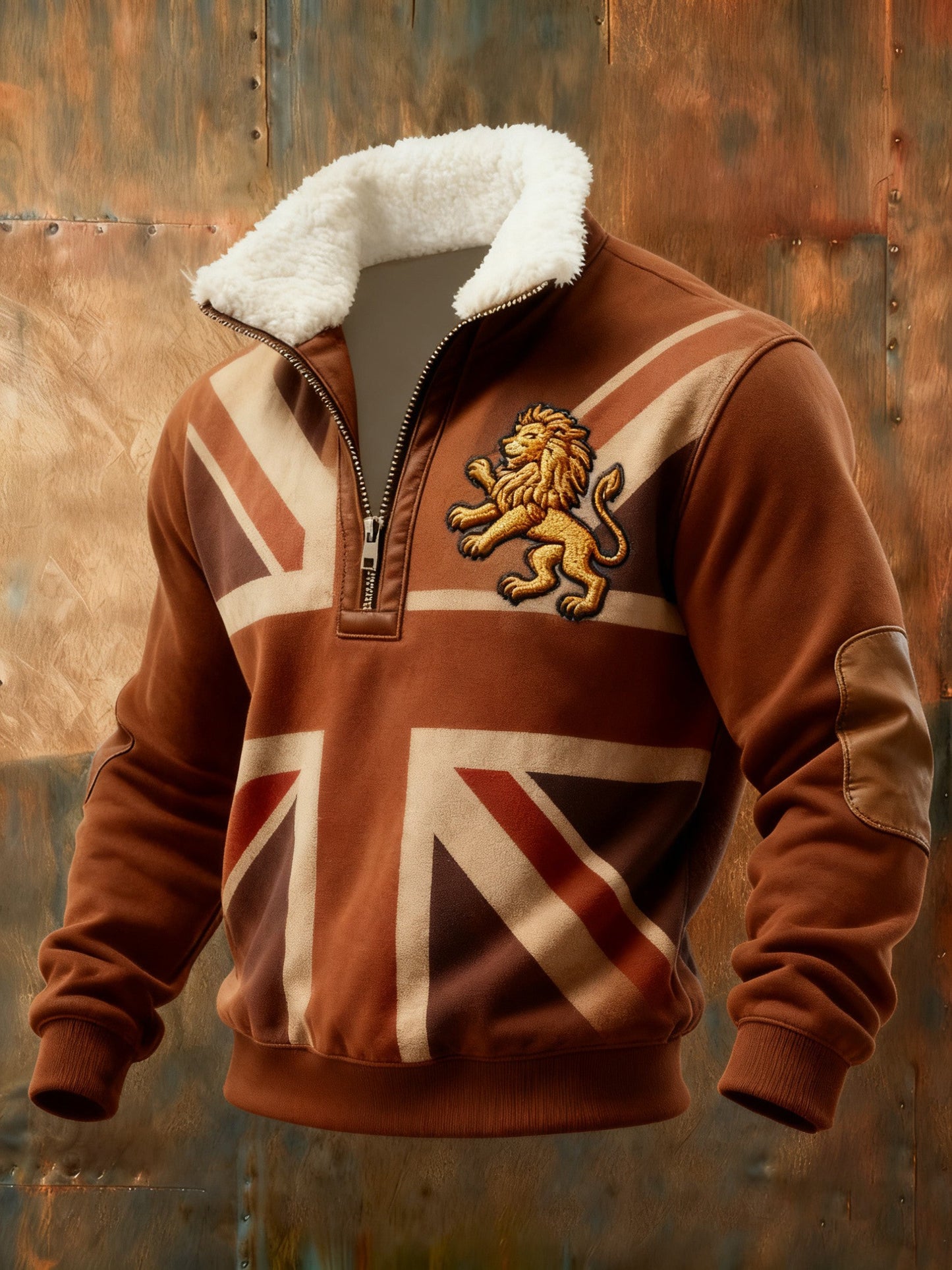 Men's Vintage England Flag Lion Printed Sweatshirt