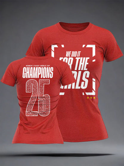 Women's England Rugby Lover Roses Printed T-Shirt