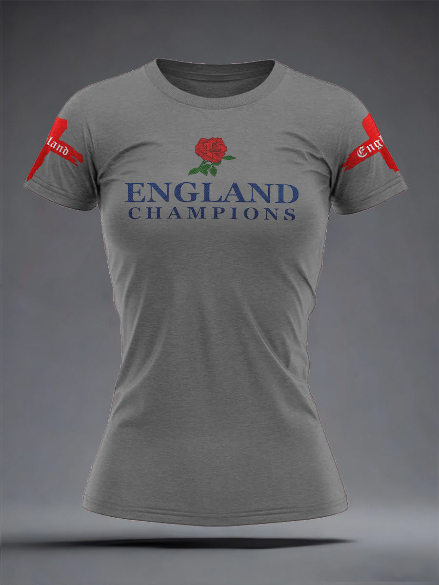 Women's England Rugby Lover Roses Printed T-Shirt