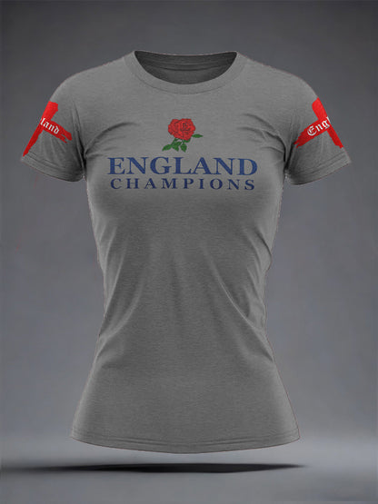 Women's England Rugby Lover Roses Printed T-Shirt