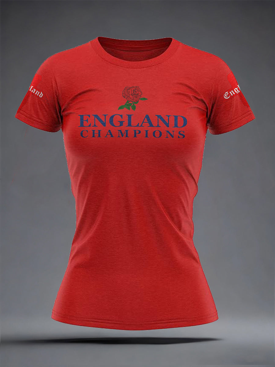 Women's England Rugby Lover Roses Printed T-Shirt
