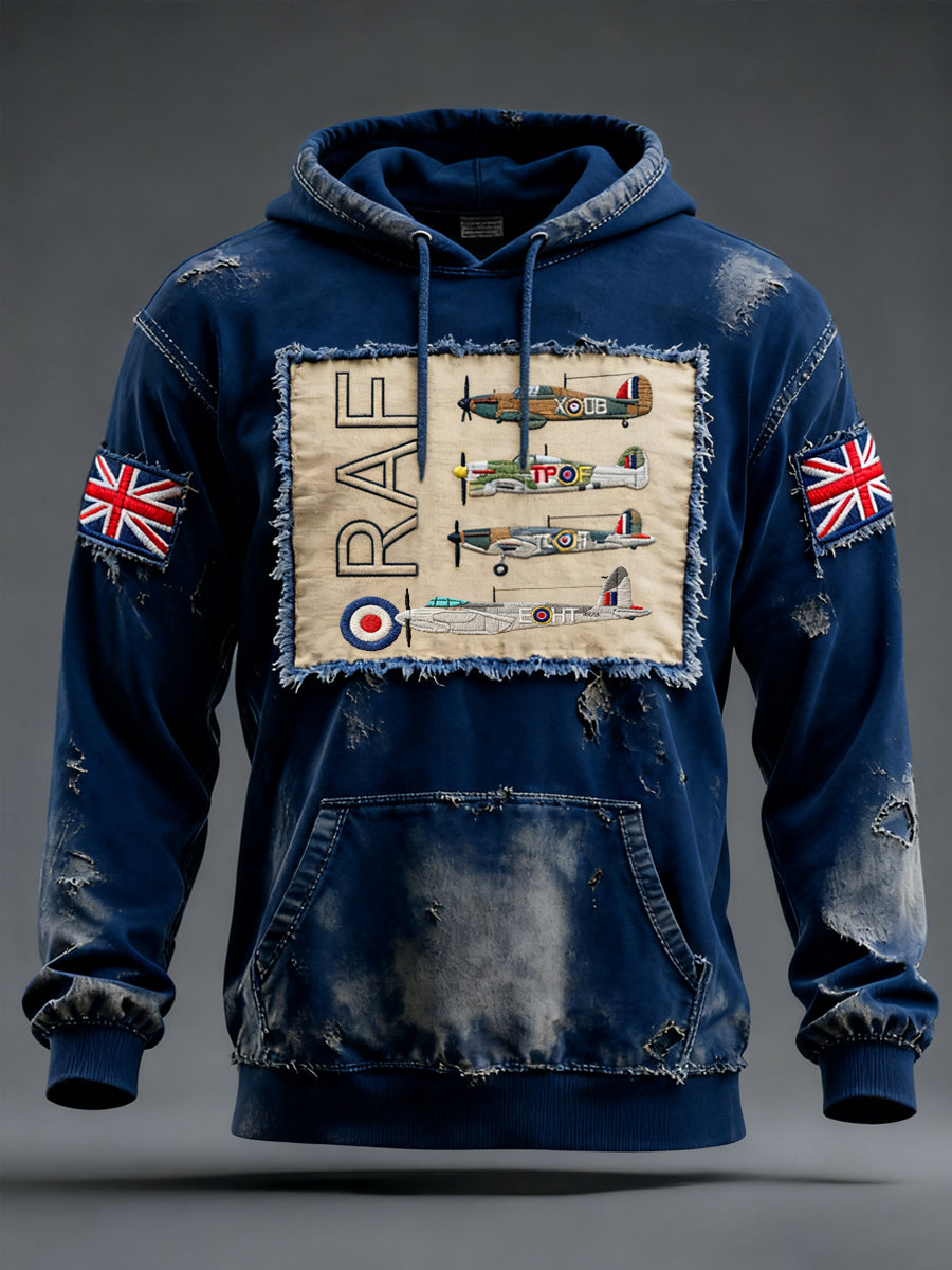 Men's Vintage RAF WW2 Aircraft Spitfire Lancaster Typhoon Hurricane Mosquito Casual Hoodie