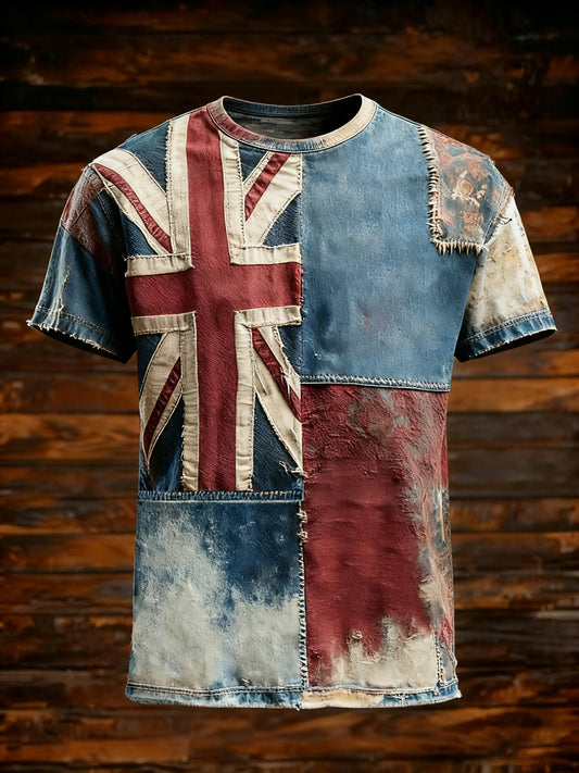 Men's Vintage England Flag Printed T-shirt