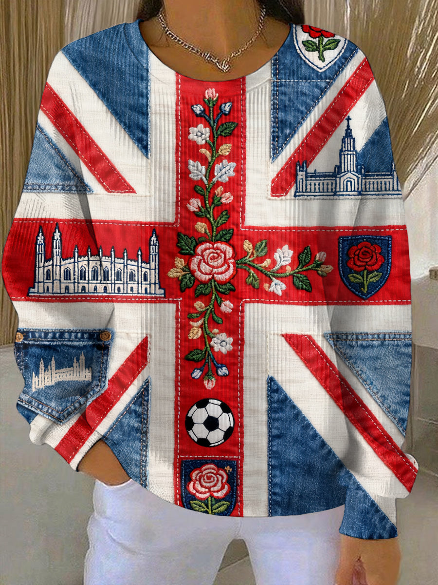 Women's British Flag Print Casual Hoodie