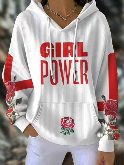 Women's England Rugby Lover Roses Printed Hoodie