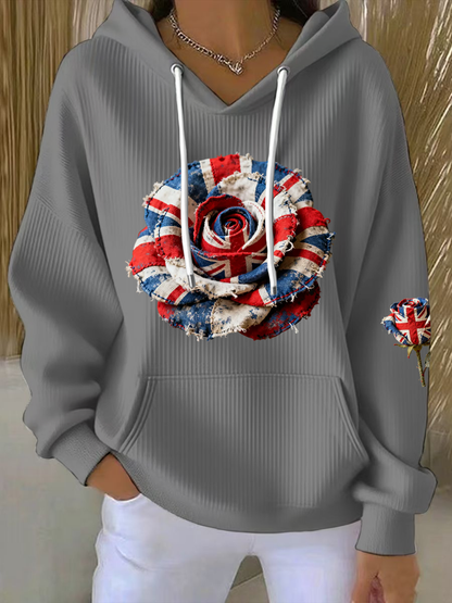 Women's  british patchwork Rose Printed Tops