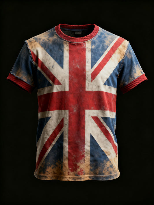 Men's Vintage England Flag Printed T-shirt