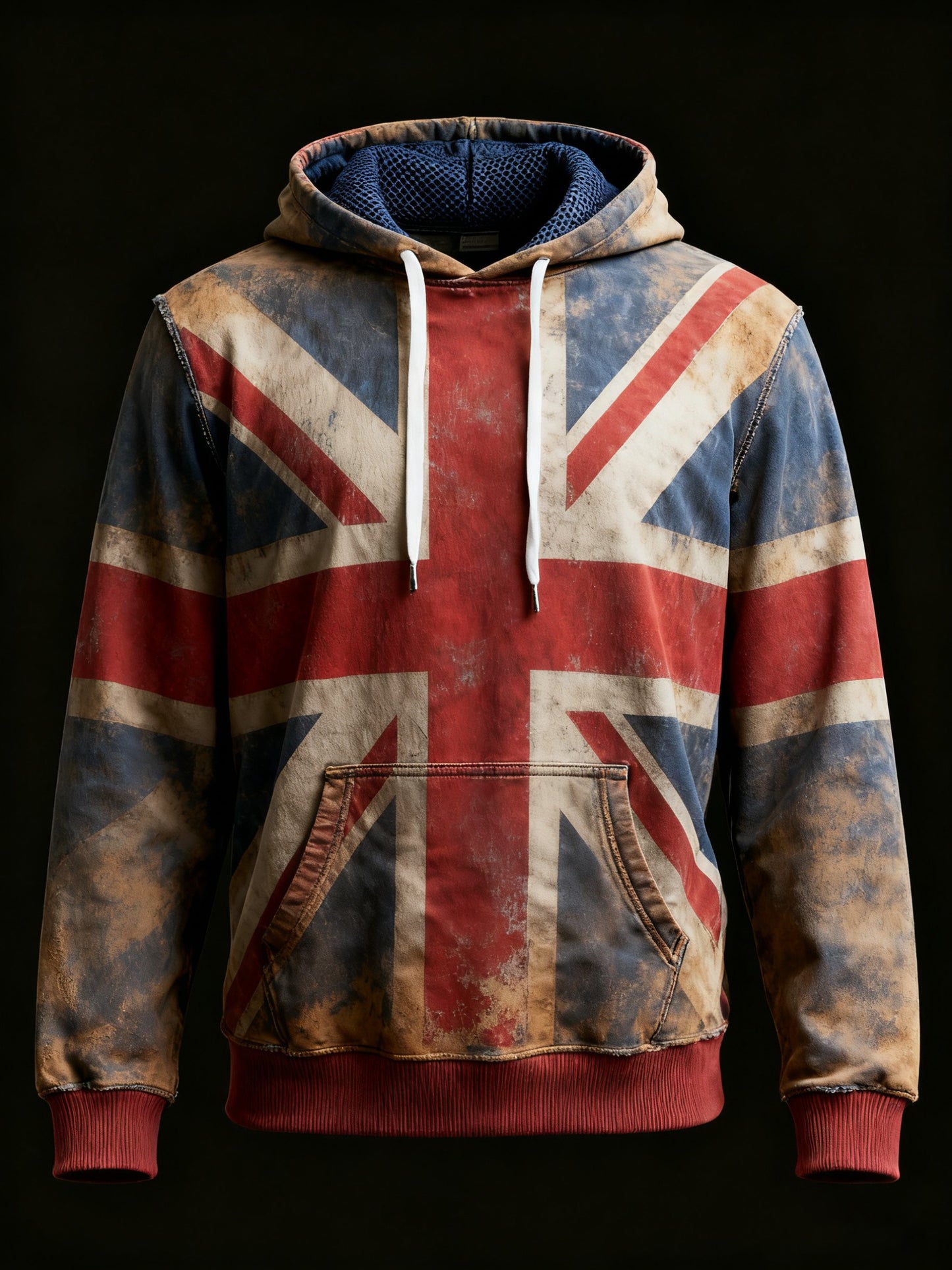 Men's Vintage England Flag Printed Hoodie