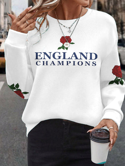 Women's s England Rugby Lover Roses Printed Sweatshirt