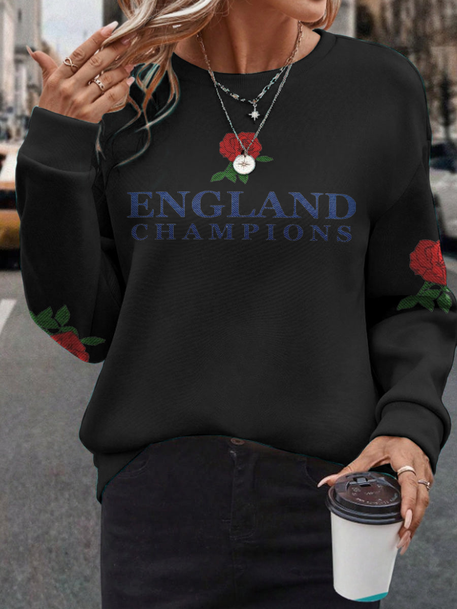 Women's s England Rugby Lover Roses Printed Sweatshirt