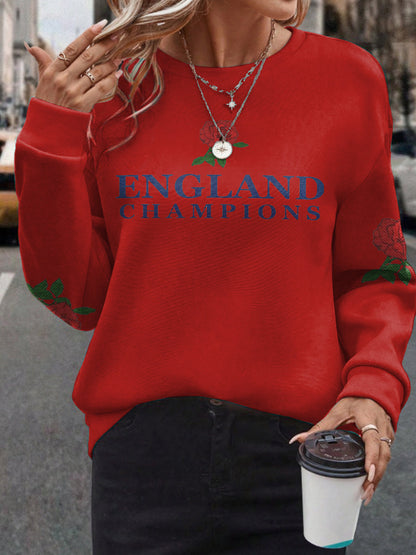 Women's s England Rugby Lover Roses Printed Sweatshirt