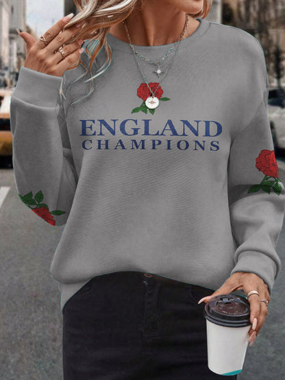Women's s England Rugby Lover Roses Printed Sweatshirt