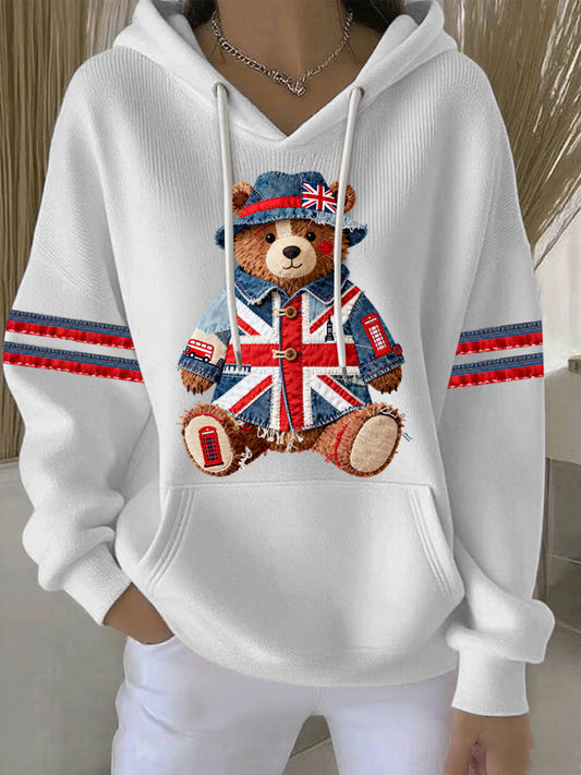 Women's British style Print Casual Hoodie