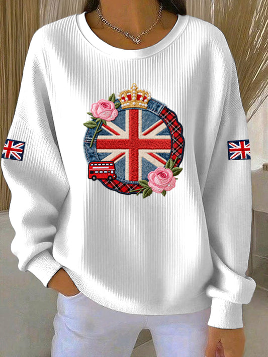 Women's British style  Print Casual Sweatshirt