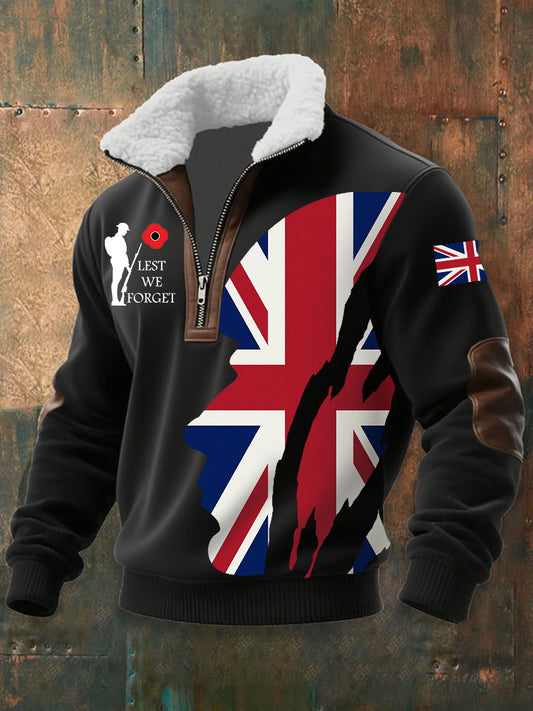 Men's Remembrance Day Lest We Forget aggy Zip-up Hoodie