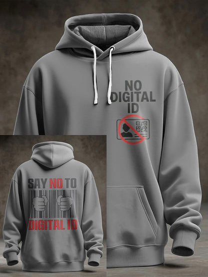 Men's No Digital ID Printed Oversized Drop-Shoulder Hoodie with Pocket