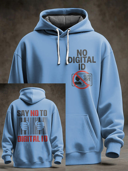 Men's No Digital ID Printed Oversized Drop-Shoulder Hoodie with Pocket
