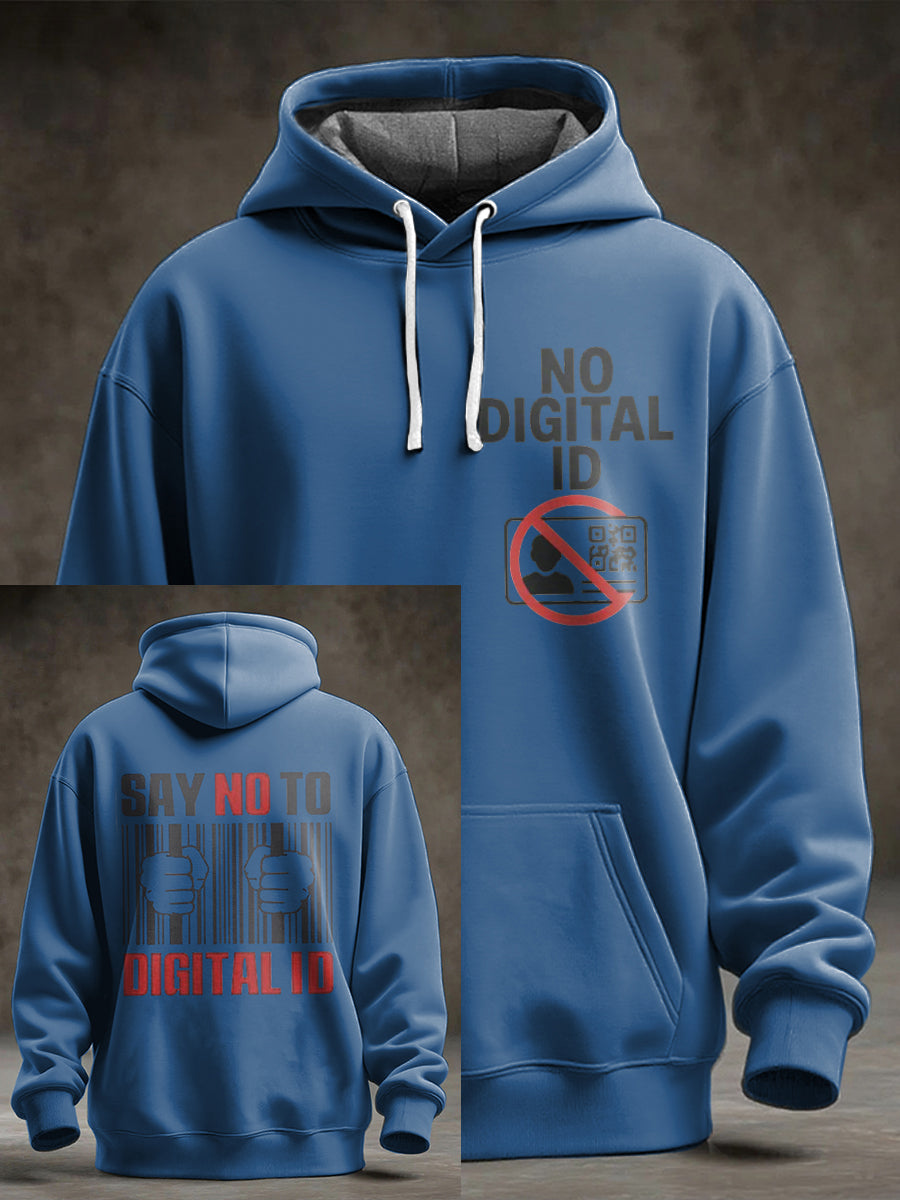 Men's No Digital ID Printed Oversized Drop-Shoulder Hoodie with Pocket