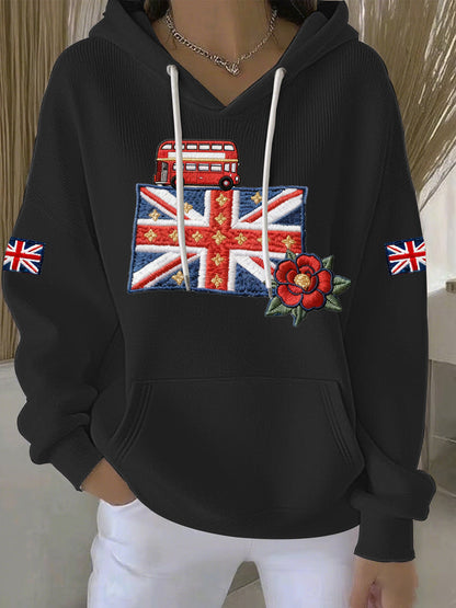 Women's British style Print Casual Hoodie
