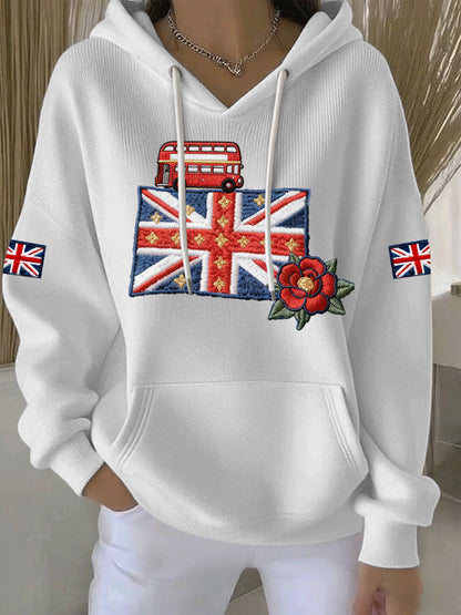 Women's British style Print Casual Hoodie