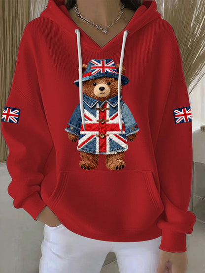 Women's British style Print Casual Hoodie