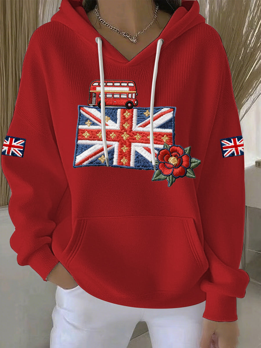 Women's British style Print Casual Hoodie