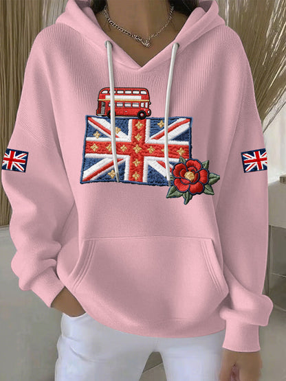 Women's British style Print Casual Hoodie