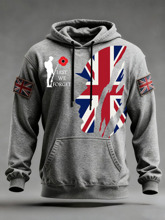 Men's Remembrance Day Lest We Forget Oversized Drop-Shoulder Hoodie With Pockets