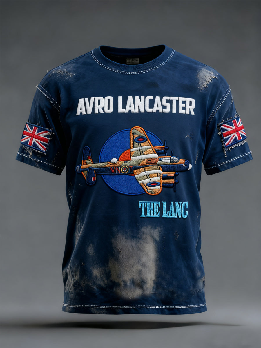 Men's Vintage Lancaster Bomber Print Casual Tee