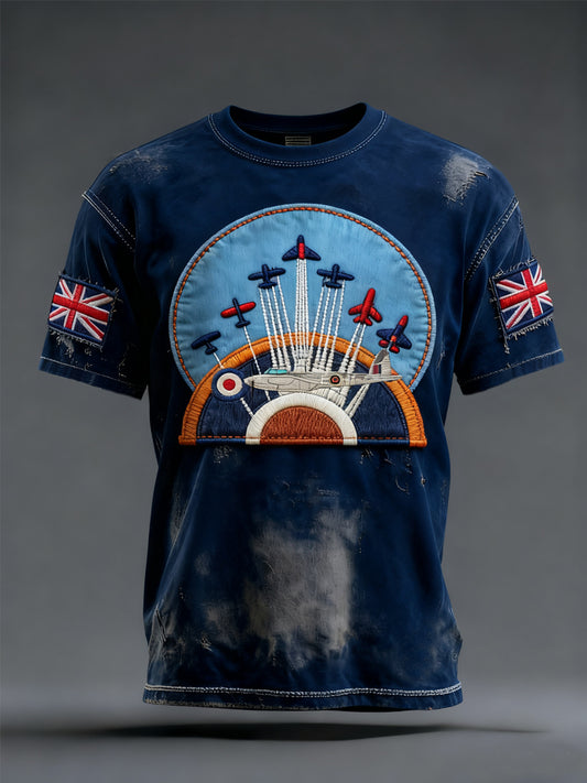 Men's Vintage RAF Wings Of Freedom Print Casual Tee