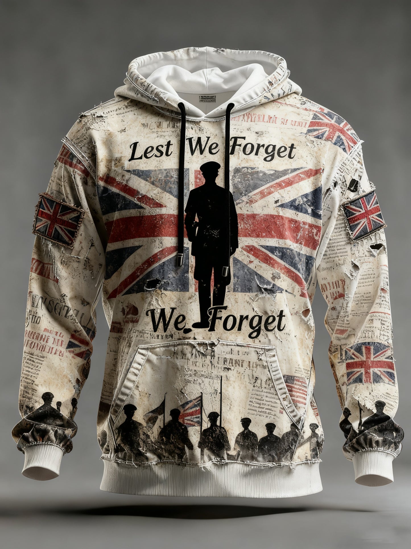 Men's Remembrance Day Lest We Forget Printed Hoodie