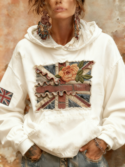 Women's British Rose Printed hoodie