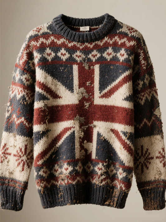 Men's  British Falg Printed imitation sweater