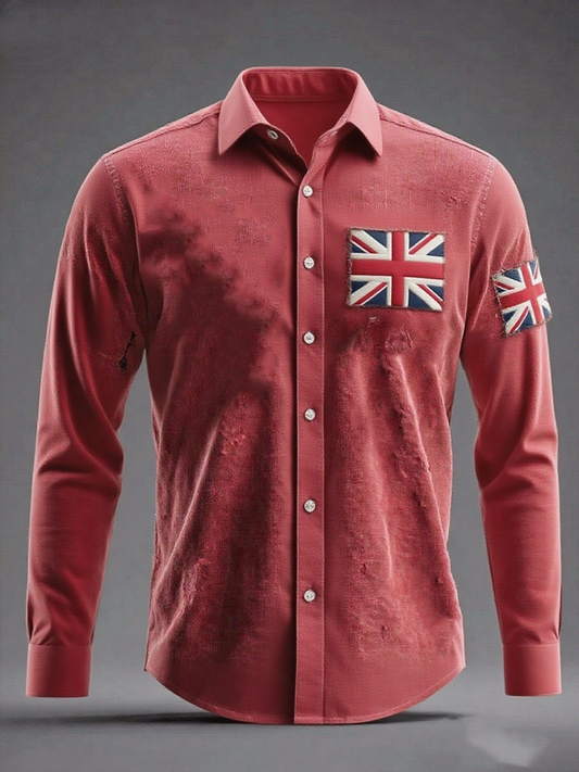 Unisex British Flag Patchwork Printed Shirt