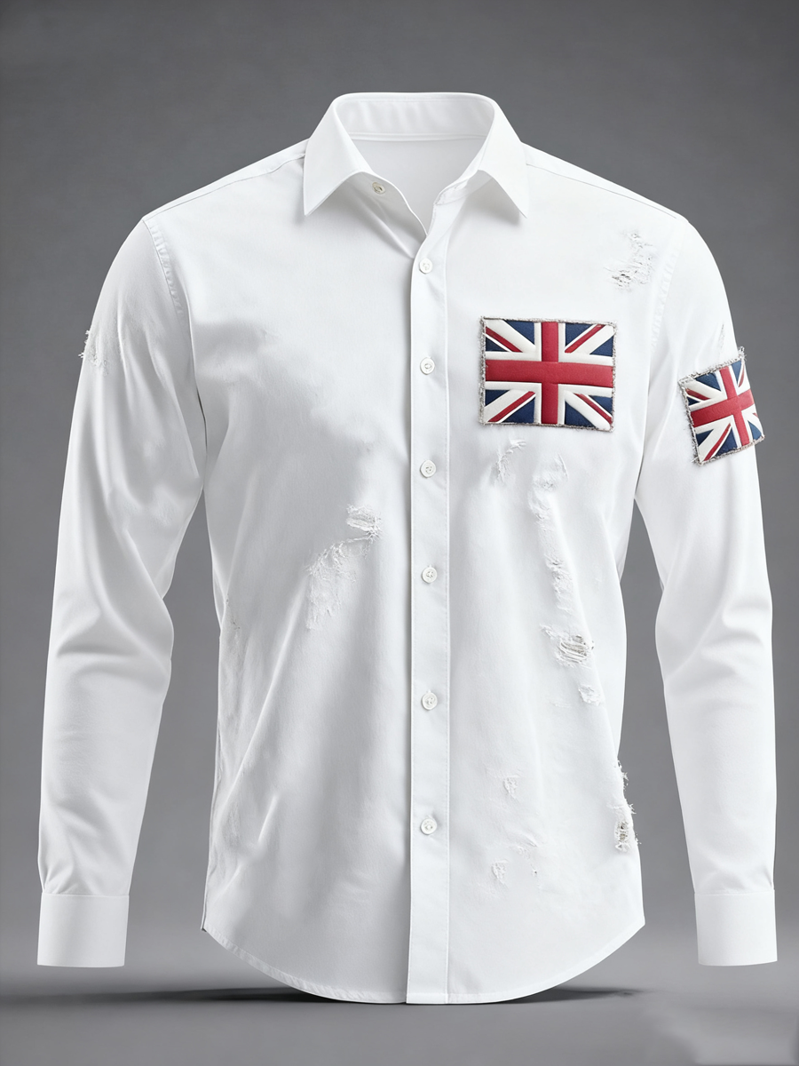 Unisex British Flag Patchwork Printed Shirt