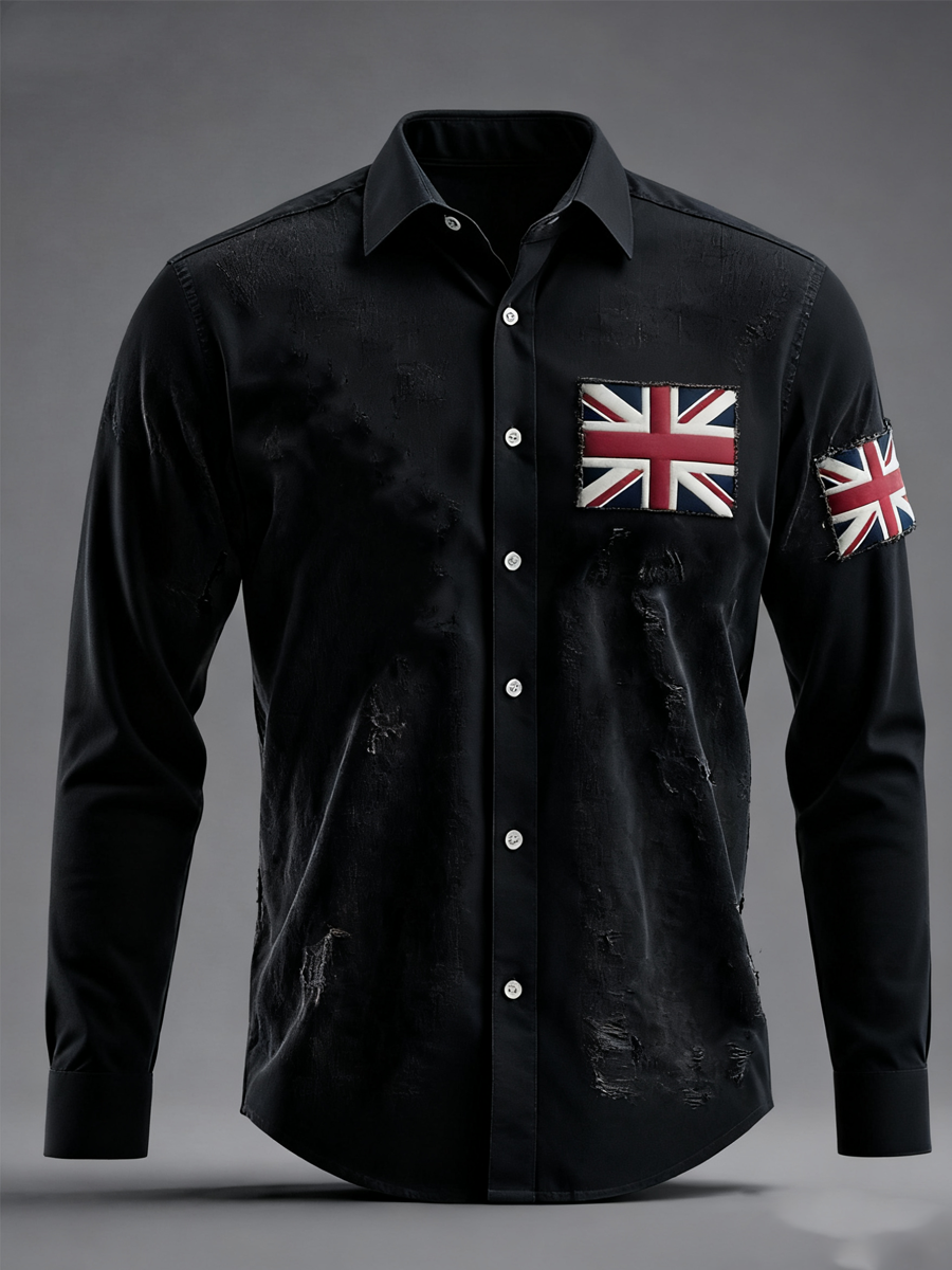 Unisex British Flag Patchwork Printed Shirt