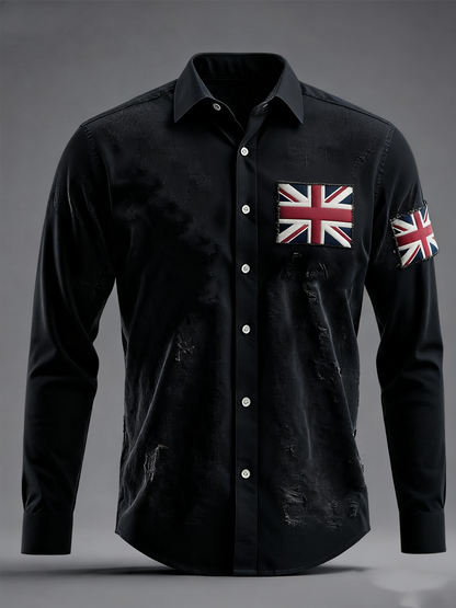 Unisex British Flag Patchwork Printed Shirt