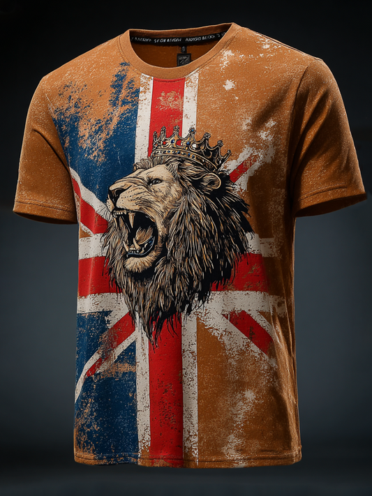 Men's Vintage UK Flag Printed T-shirt