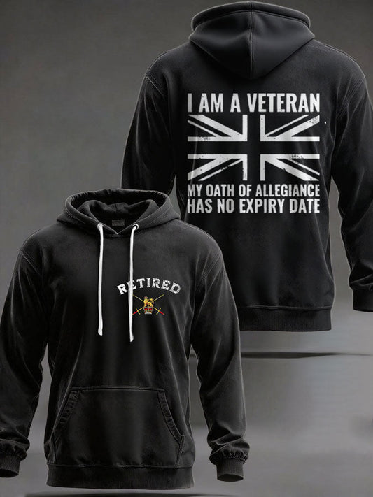 Men's UK Retired Veteran Printed Hoodie