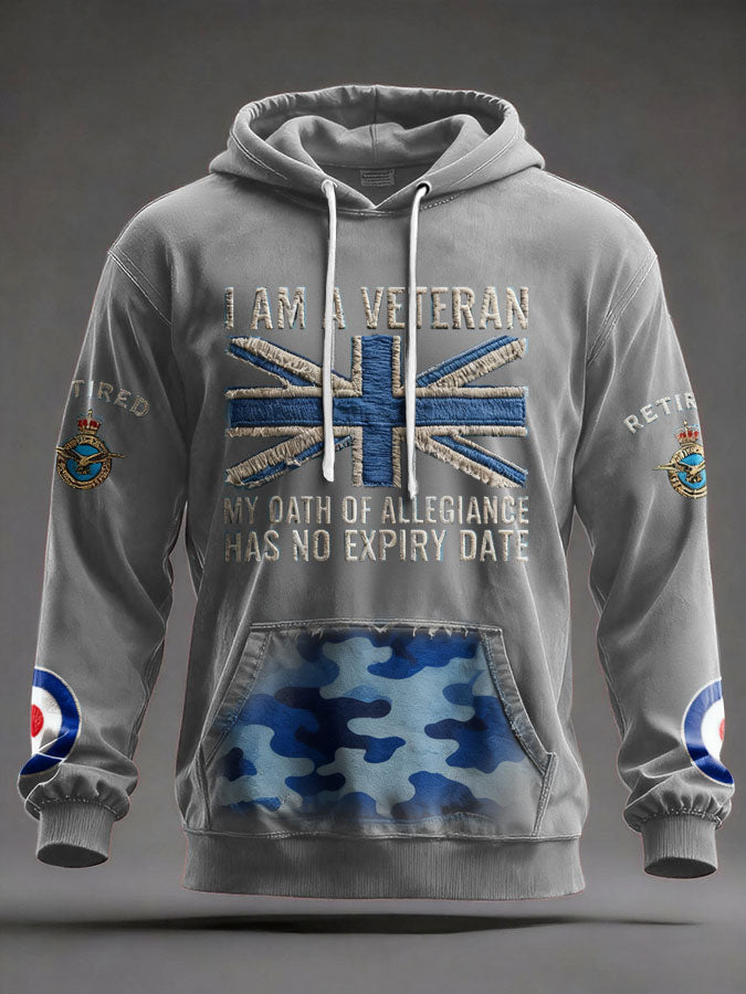 Men's UK Retired Veteran Printed Hoodie