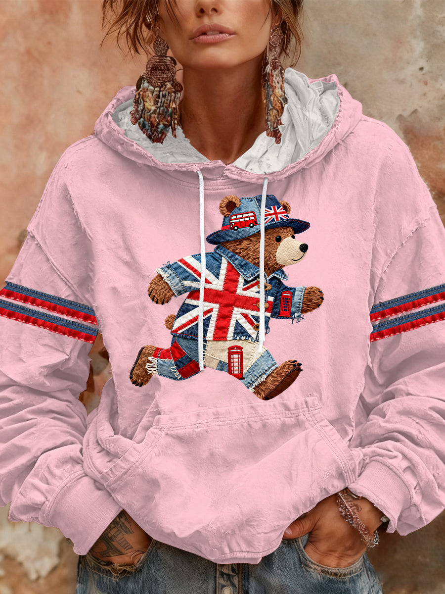 Women's British style Print Casual Hoodie