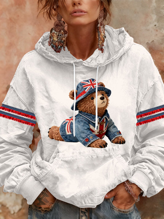 Women's British style Print Casual Hoodie