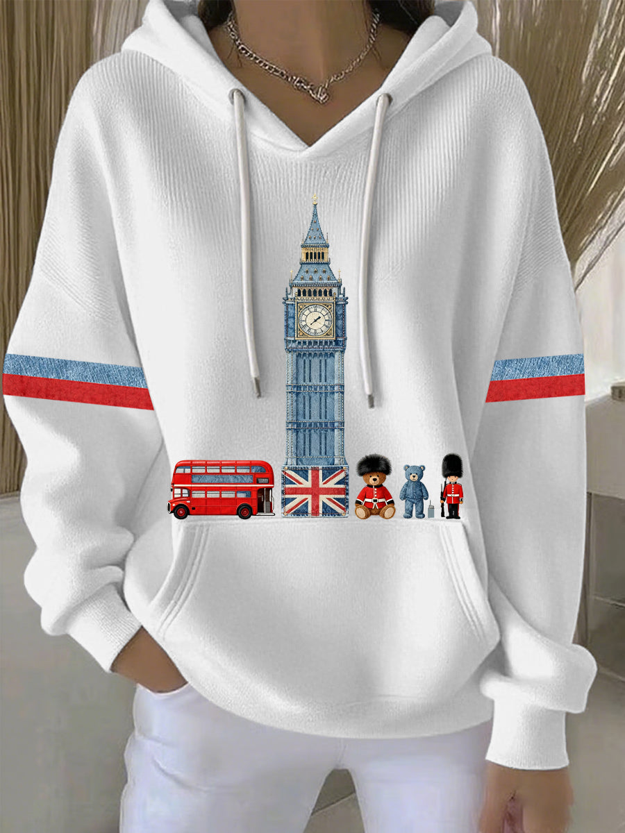Women's British style Print Casual Hoodie